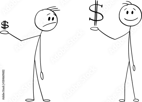 How to Invest Money with Success, Vector Cartoon Stick Figure Illustration