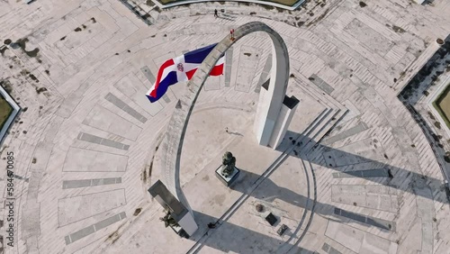 Top shot of Dominican National Flag Swaying with The Wind In Flag Square photo