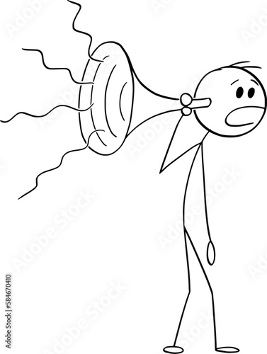 Person With Hearing Problem , Vector Cartoon Stick Figure Illustration