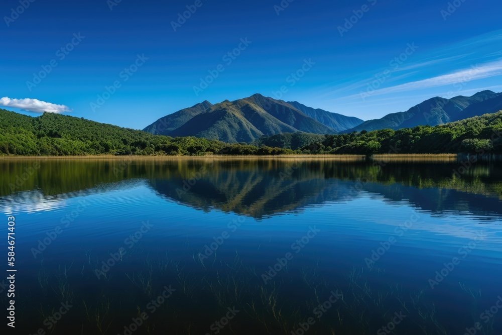 lake in the mountains landscape, generative AI