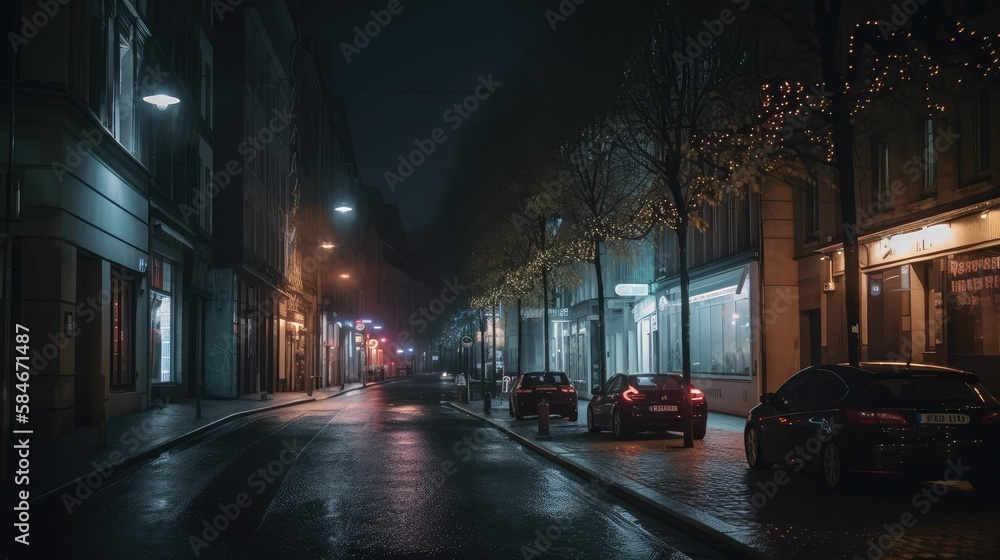 street in night, generative AI street in night, generative AI