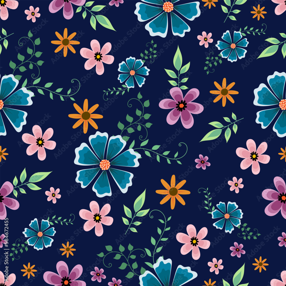 Seamless floral pattern. colorful botanical elements vector illustration