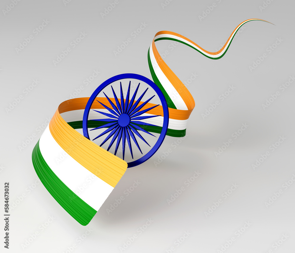3d Flag Of India, 3d Shiny Waving Flag Ribbon Isolated On White ...