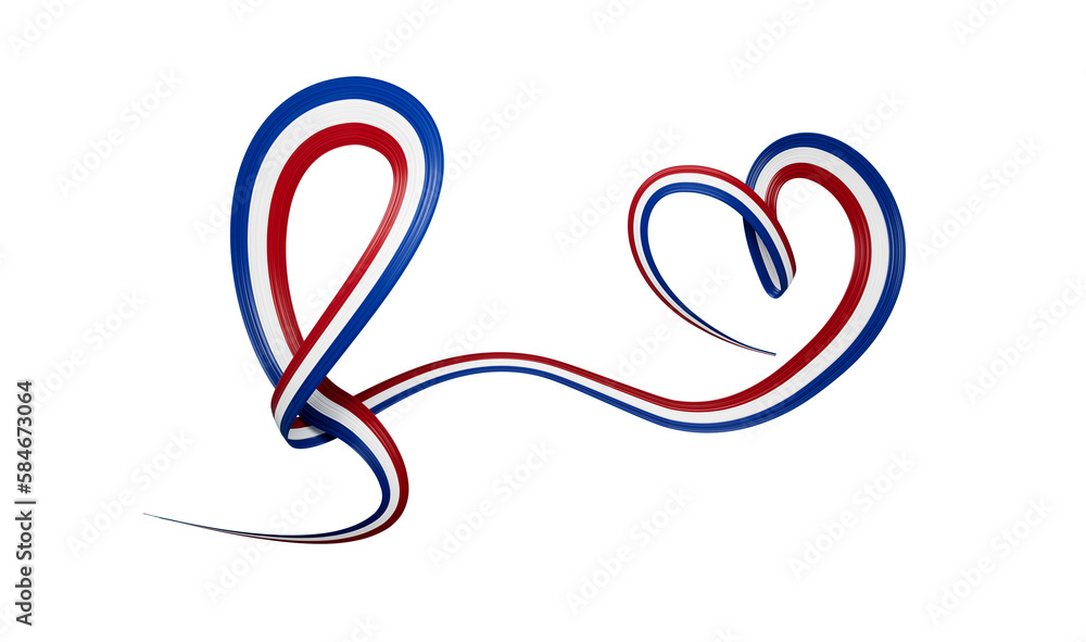 3d Flag Of Netherlands Heart Shaped, Shiny Wavy Awareness Ribbon On White Background, 3d illustration 3d Flag Of Netherlands Heart Shaped, Shiny Wavy Awareness Ribbon On White Background, 3d illustration