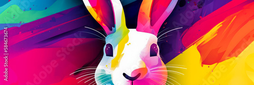 Colorful Easter bunny design. Generative AI.