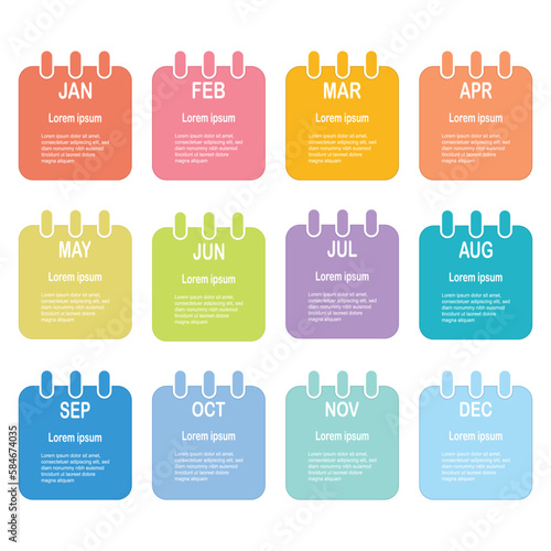 Infographic 12 steps Timeline in 1 year template business data illustration