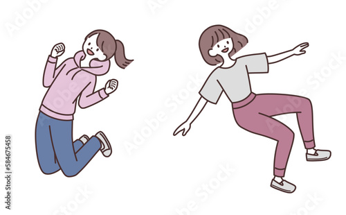 ジャンプする女性
