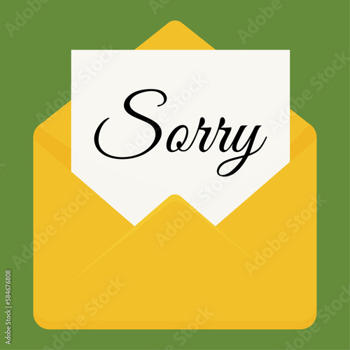 The concept of reconciliation. A letter of apology. on The envelope lettering Sorry. vector