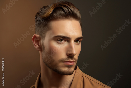 young adult man with short hairstyle, Generative AI