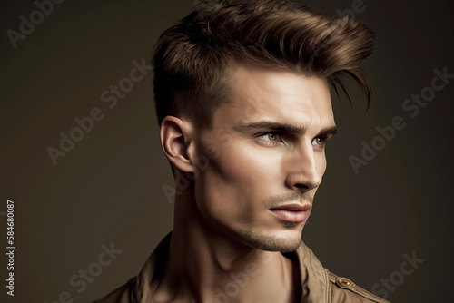 young adult man with short hairstyle, Generative AI