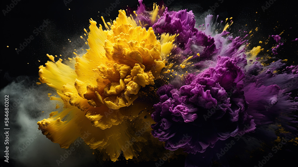 This chromatic explosion combines with 3D elements for a unique and eye-catching composition