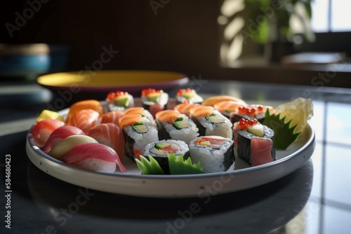 sushi on a platter generative ai