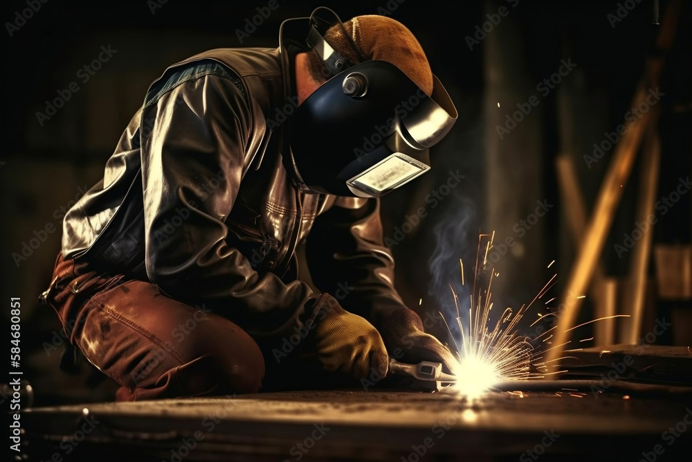 The welder is working. Metal welding. AI Generated The welder is working. Metal welding. AI Generated