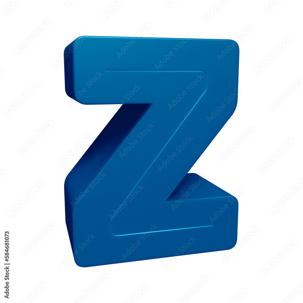 Blue alphabet letter z in 3d rendering for education concept Blue alphabet letter z in 3d rendering for education concept