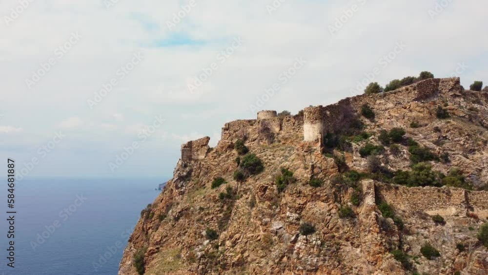 Aerial view of the ruins of an ancient fortress in the town of Delik Deniz. Aerial view of the ruins of an ancient fortress in the town of Delik Deniz.