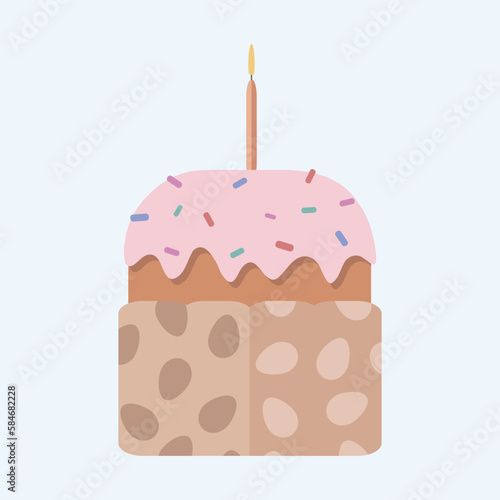 holiday vector easter cake with candle isolated illustration