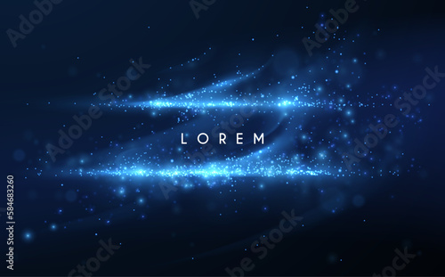 Abstract blue light effect on black background