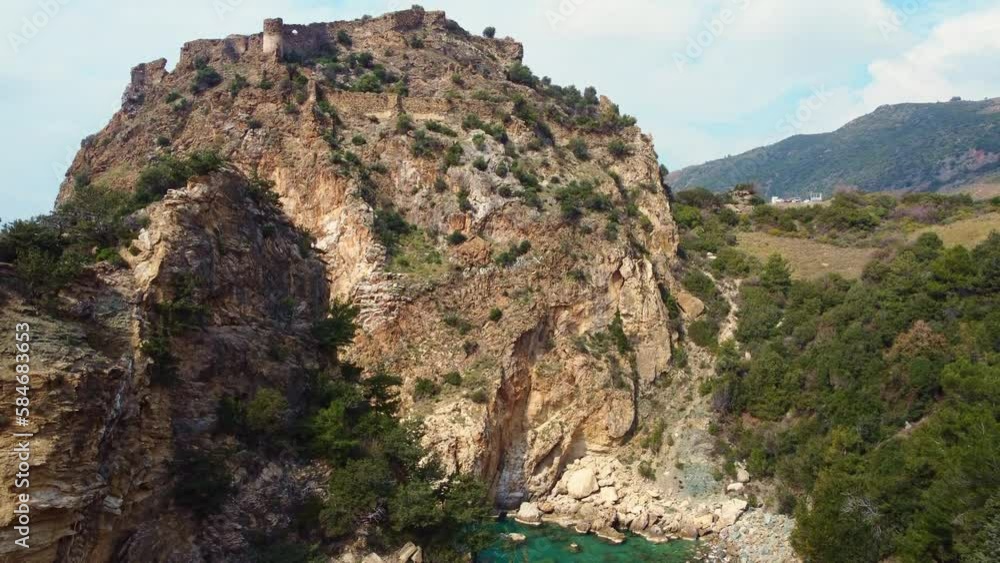 Aerial view of the ruins of an ancient fortress in the town of Delik Deniz. Aerial view of the ruins of an ancient fortress in the town of Delik Deniz.