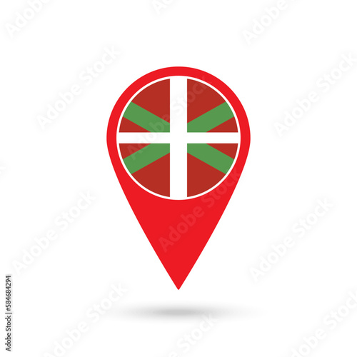Map pointer with Basque Country flag, autonomous community of Spain. Vector illustration. photo