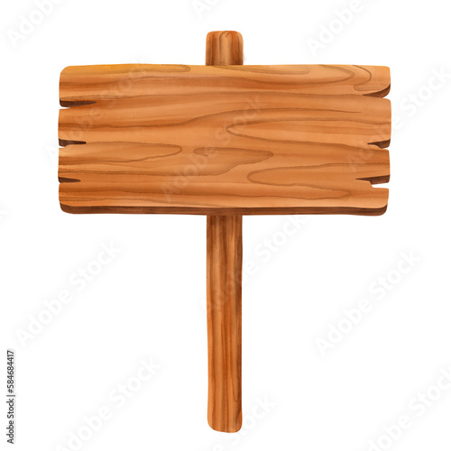 wooden sign watercolor hand
painting. Wooden board illustration
drawing