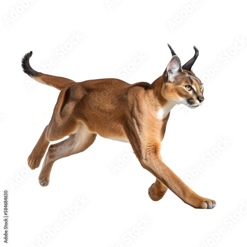 caracal isolate on background runing photo