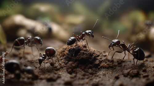 Macro view of ants. Generative Ai © andranik123
