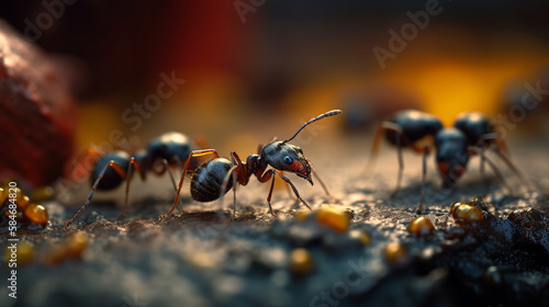Macro view of ants. Generative Ai