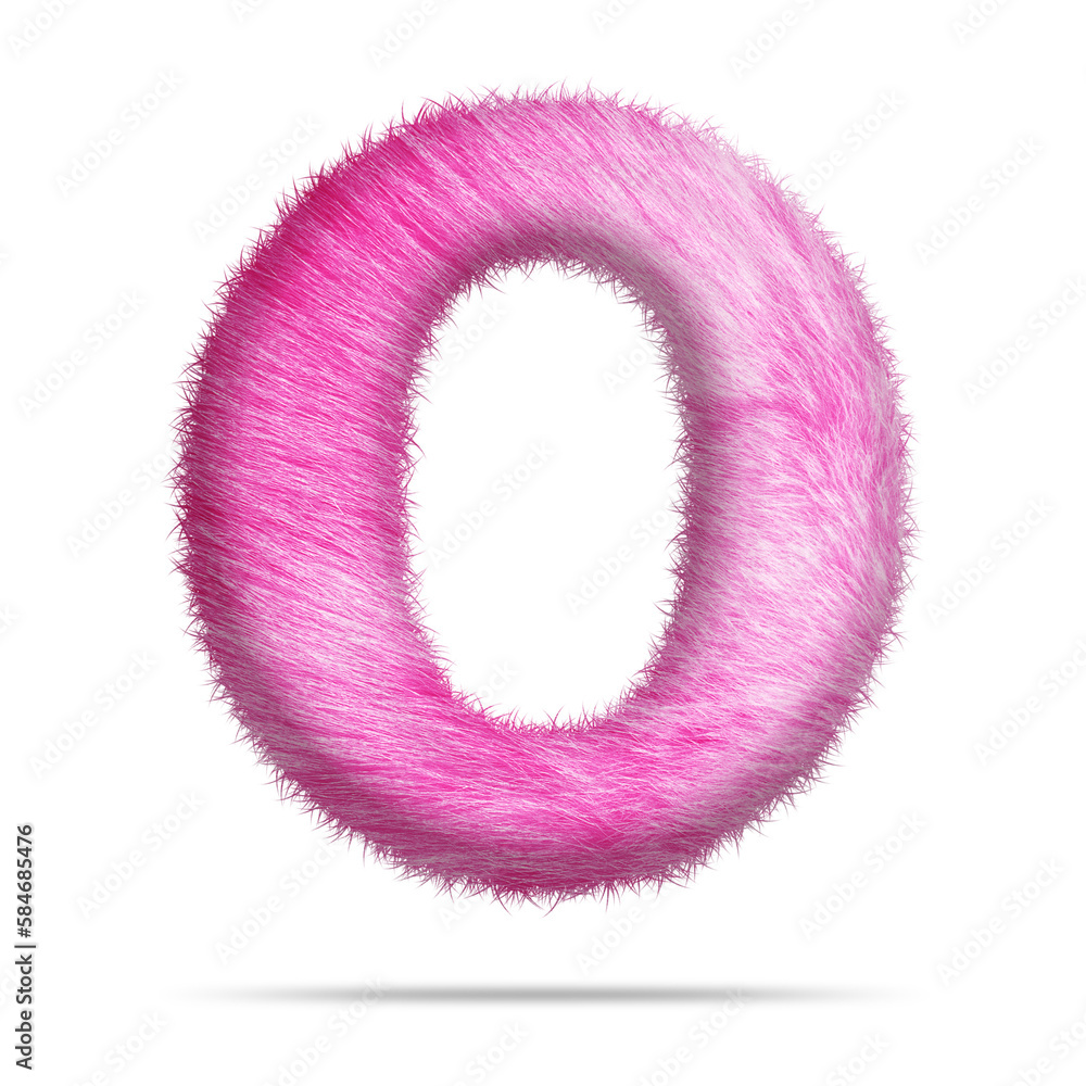 Number 0 design with realistic pink fur texture Number 0 design with realistic pink fur texture