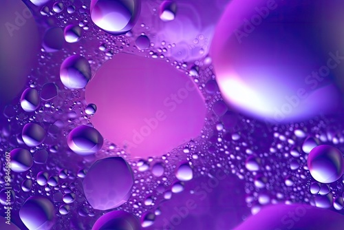 appearance purple bubble Moisturizing background pattern. Background made of abstract science with water bubbles. design for a beauty serum bubble. Generative AI