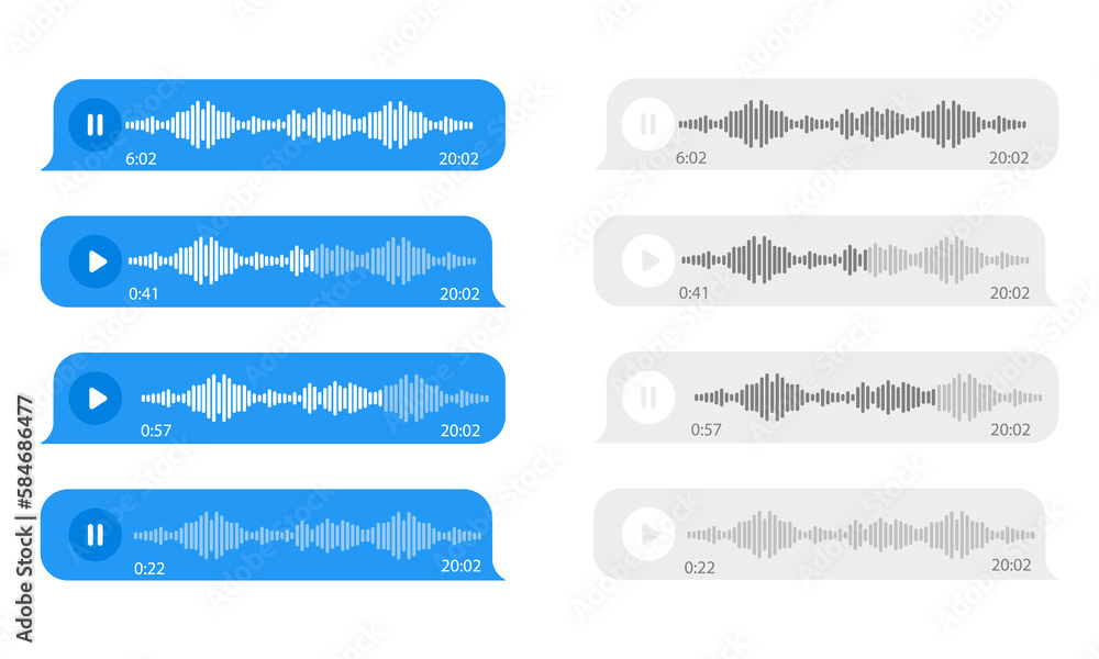 Voice message icon set. Voice message bubbles set. Blur word bubbles. Social media icons of voice message bubbles vector illustration on white background eps10 Voice message icon set. Voice message bubbles set. Blur word bubbles. Social media icons of voice message bubbles vector illustration on white background eps10