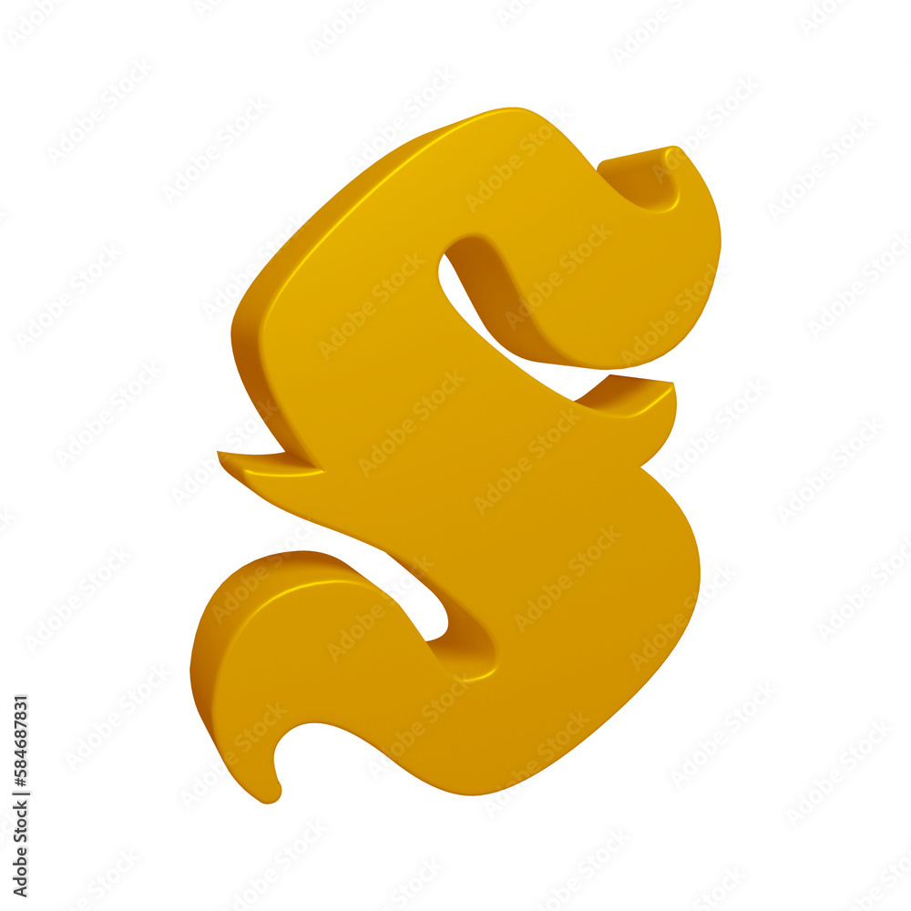 Golden alphabet letter s in 3d rendering
Golden alphabet letter s in 3d rendering