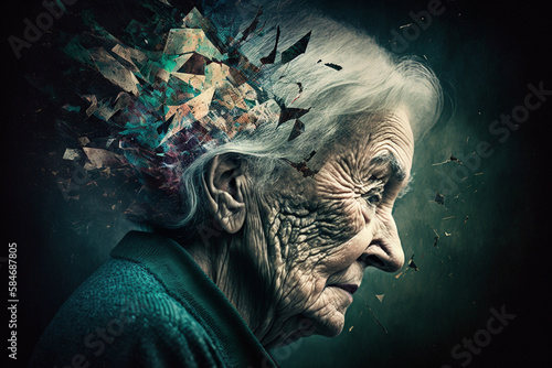 Generative Ai representing dementia at old people.  © belyaaa