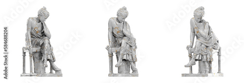 Stunning 3D render of a Hadrianic period sculpture depicting a seated girl. © katarsis stock