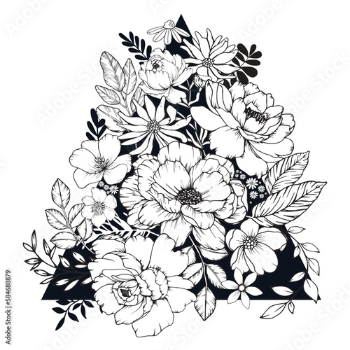 Wallpaper Mural Hand drawn flower for your design	 Torontodigital.ca