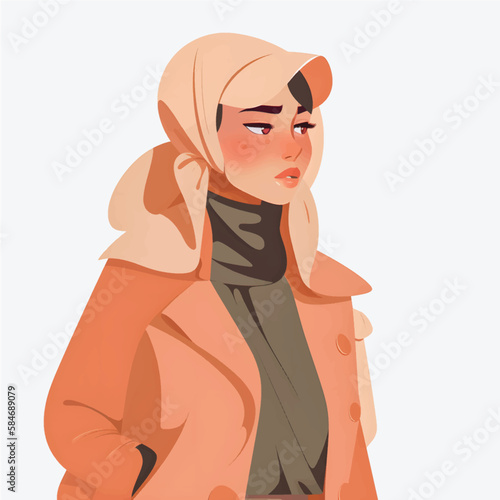 Hijab girl Illustrations  Flat Cartoon Style Depicting Modestly Dressed Classy Women