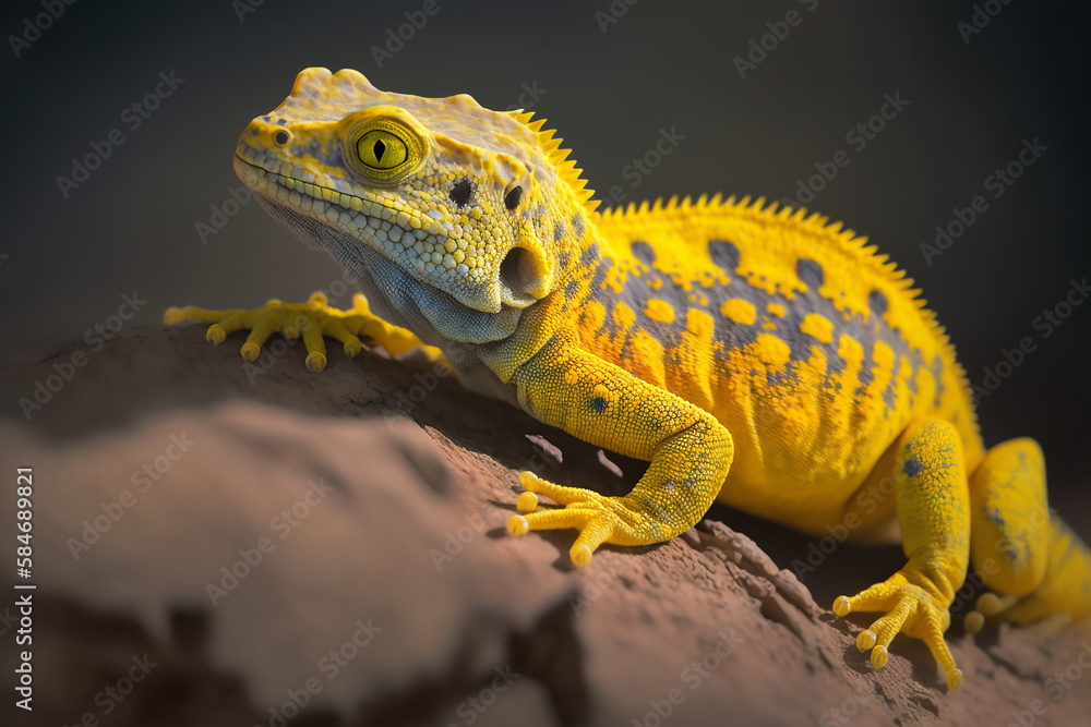 Obraz premium A yellow spotted lizard with generative AI technology