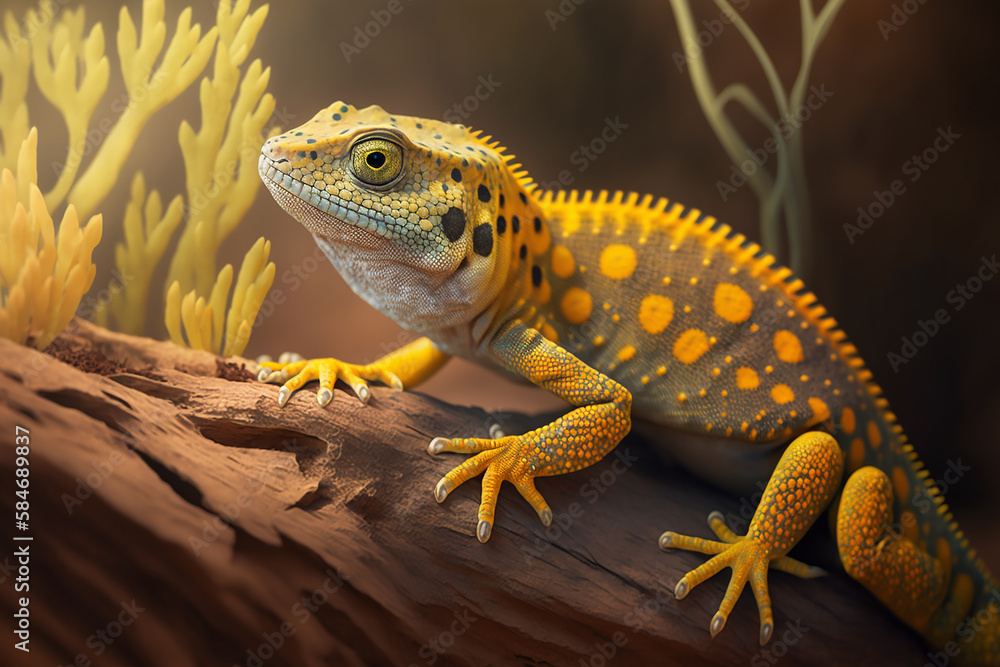 A yellow spotted lizard with generative AI technology A yellow spotted lizard with generative AI technology
