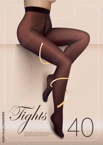 Legs In Black Nylon Pantyhose. Tights Ad Template
