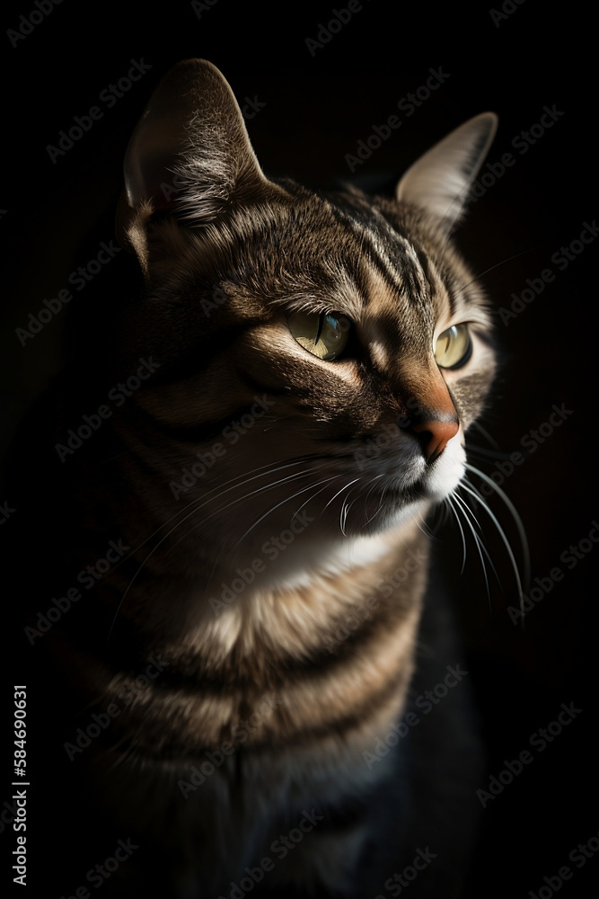  A Chiaroscuro Cat Portrait - Generative ai