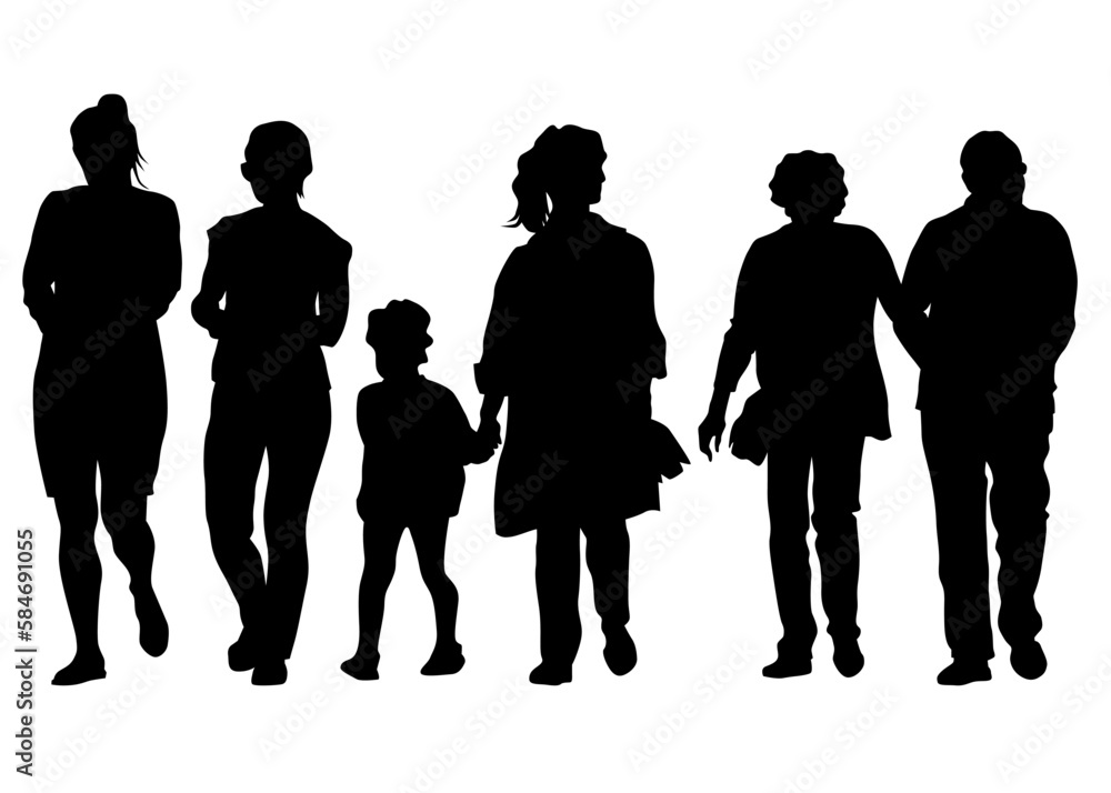 Families with little child on white background Families with little child on white background