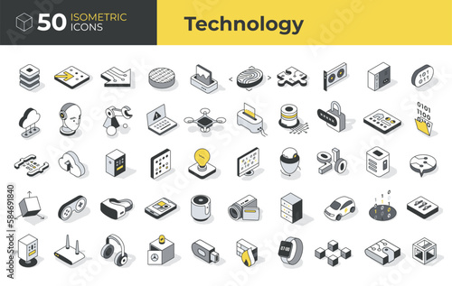 50 Technology Isometric Icons