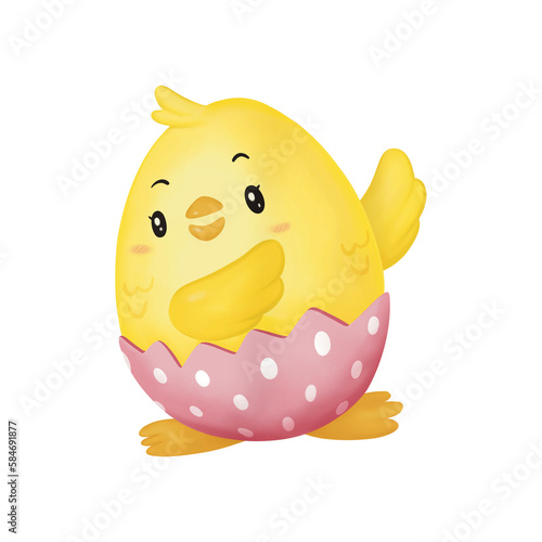 easter chicken with egg costume isolate.