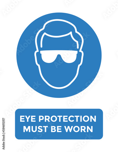 eye protection, safety glasses, danger, warning sign, vector illustration 