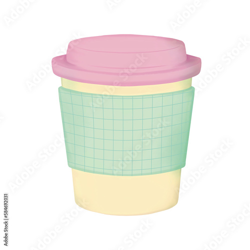 cup of coffee pastels color isolate