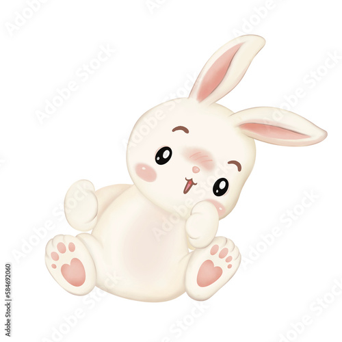 Cute white rabbit isolation,Rabbit Easter.