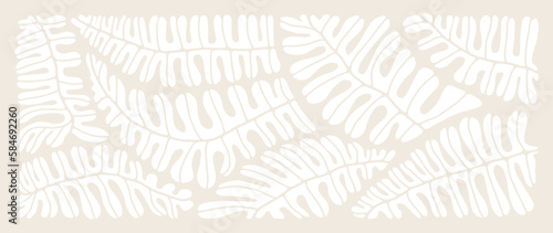 Abstract natural hand drawn pattern design with leaves, branches. Simple contemporary style illustrated Design for fabric, print, cover, banner, wallpaper.