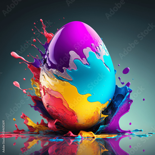 Colourful easter eggs graphics, Generative AI