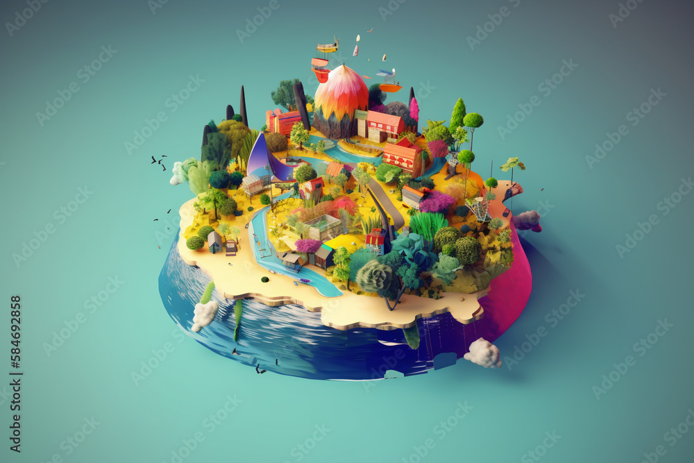 Naklejka premium Utopia Island Creative Top View