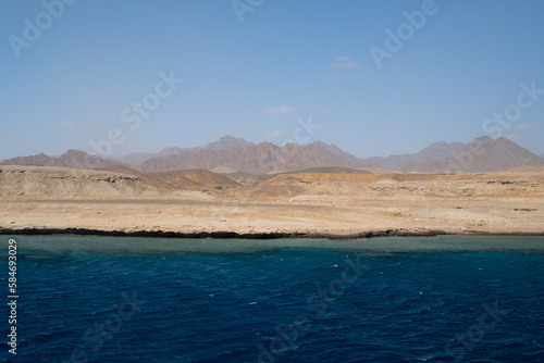 Red Sea in the Gulf of Aqaba  surrounded by the mountains of the Sinai Peninsula  Dahab  Egypt