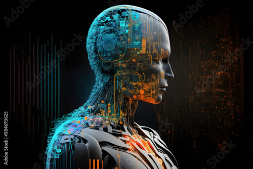 3d rendered illustration of an smart ai robot cyborg android machine learning 